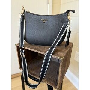 NWOT Anne Klein Half Moon Crossbody Bag Striped Strap Pouch Minimalist Casual